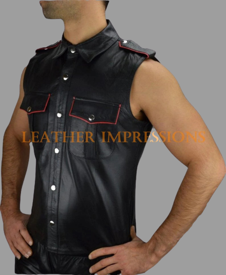 leather shirt, gay leather shirt, leather shirt bdsm, bondage leather shirt, leather gay shirt