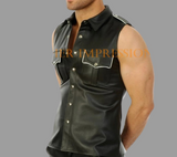 leather shirt, gay leather shirt, leather shirt bdsm, bondage leather shirt, leather gay shirt