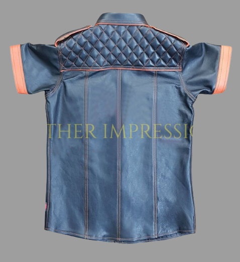 Short Sleeve Shirt, bondage leather shirt, bdsm leather shirt, gay leather shirt, Leather Short Sleeve Shirt