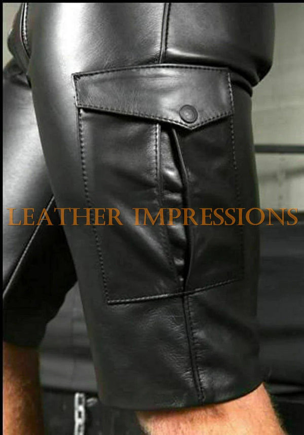 leather shorts, leather shorts bondage, leather shorts bdsm, leather gay shorts, gay leather shorts, leather cargo shorts