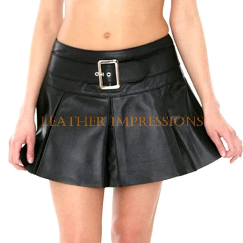 Genuine Black Leather Skirt for Women