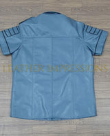 Leather military style shirt, leather BDSM shirt, Bondage leather Shirt, Leather Police Shirt fetish, leather party shirt