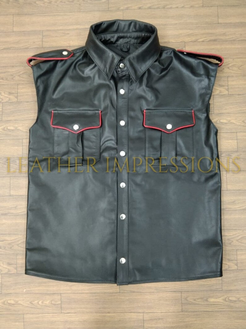 leather shirt, gay leather shirt, leather shirt bdsm, bondage leather shirt, leather gay shirt