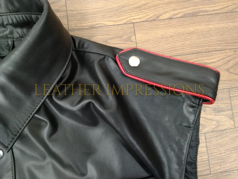 leather shirt, gay leather shirt, leather shirt bdsm, bondage leather shirt, leather gay shirt