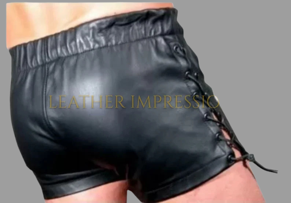 leather shorts, leather shorts bondage, leather shorts bdsm, leather gay shorts, gay leather shorts