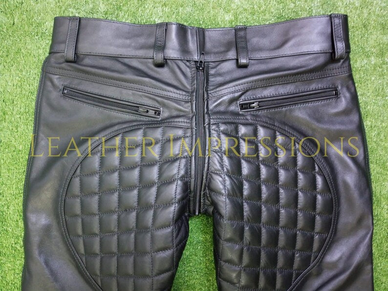 leather pants, leather BDSM Pants, Leather Bondage Pants, Gay Leather Pants, Leather pants mens, quilted leather pants