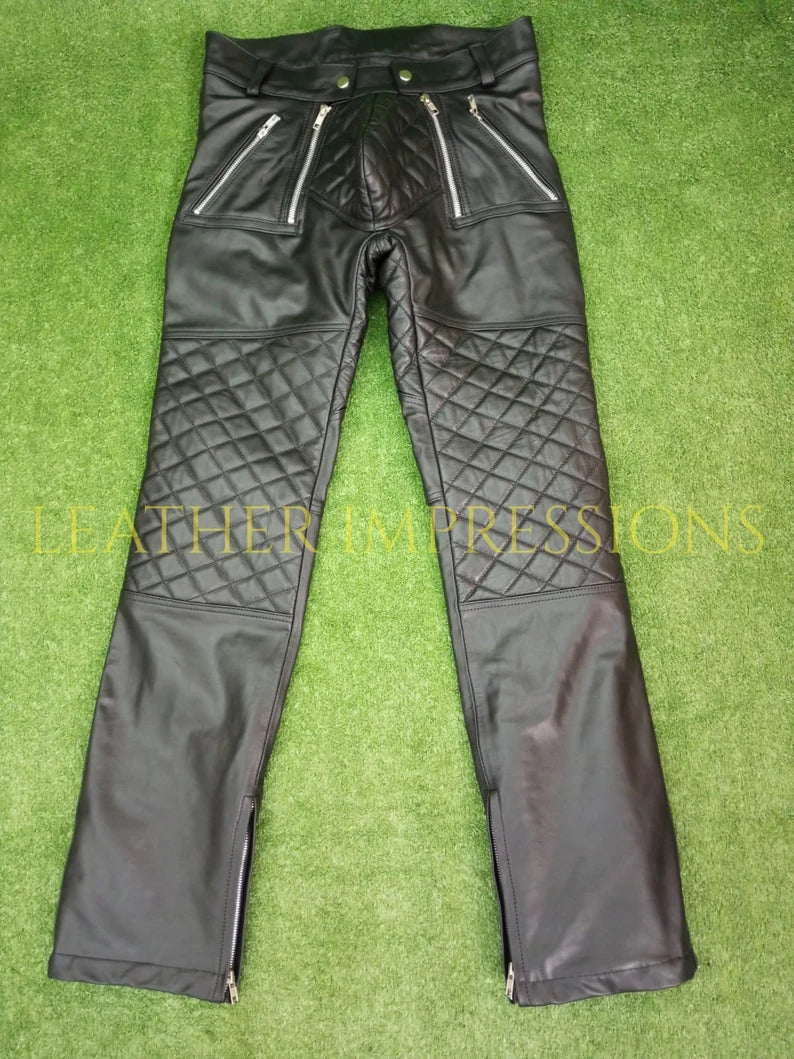 leather pants, leather BDSM Pants, Leather Bondage Pants, Gay Leather Pants, Leather pants mens, quilted leather pants