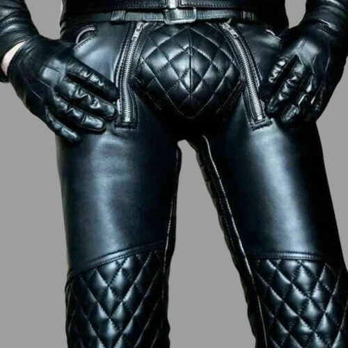 leather pants, leather BDSM Pants, Leather Bondage Pants, Gay Leather Pants, Leather pants mens, quilted leather pants