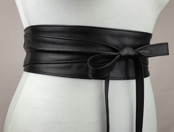 leather obi belt, leather wrap belts, leather sash belt, black wrap belt