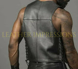 leather vest, gay leather vest, leather vest bdsm, bondage leather vest