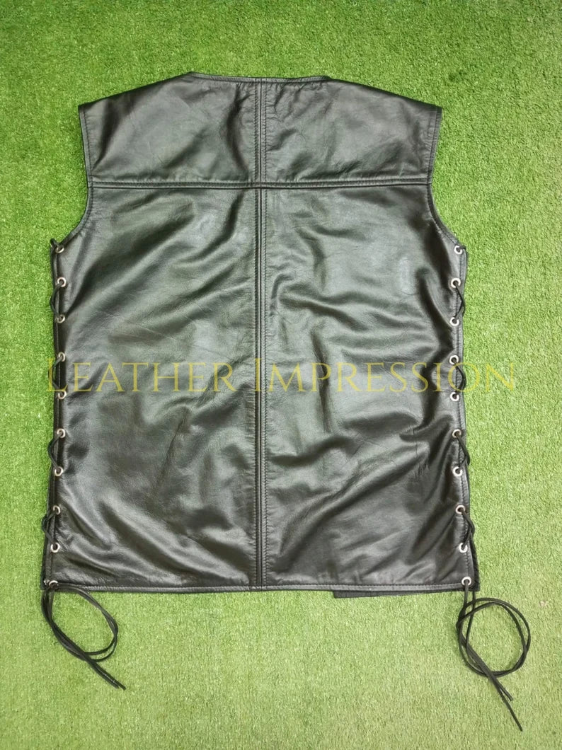 leather vest, gay leather vest, leather vest bdsm, bondage leather vest