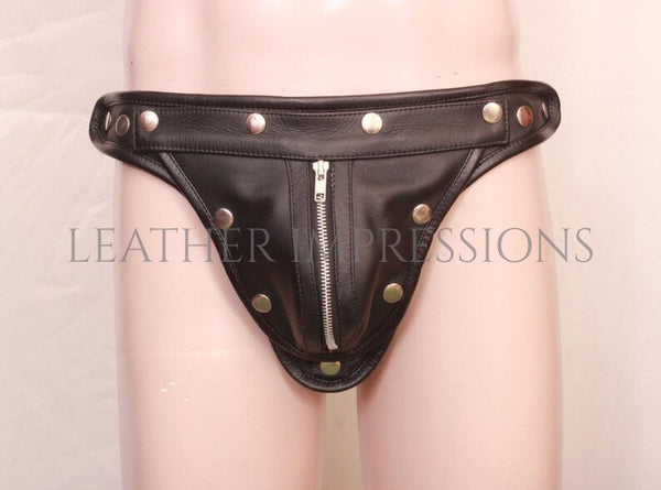 leather jockstrap, leather thong, leather underwear, BDSM Jockstrap, leather bondage jockstrap, zipped leather jockstrap, leather jockstrap with zipper, leather zipped jockstrap