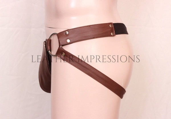 leather jockstrap, leather jockstrap with removable cod piece, leather thong, leather underwear, BDSM Jockstrap, leather bondage jockstrap, brown soft leather jockstrap