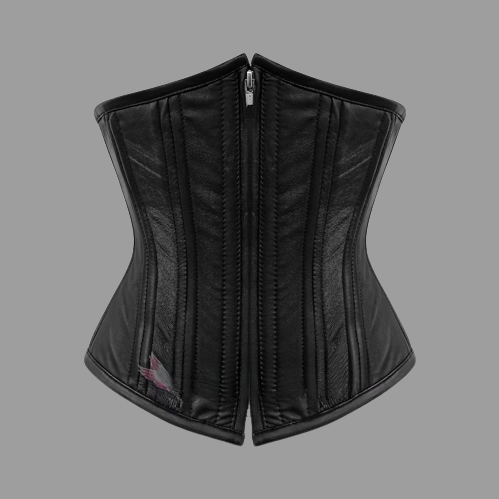 black leather underbust corset, underbust corset, leather corset, leather underbust corset