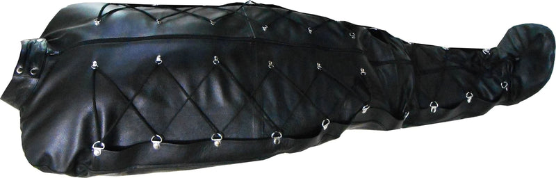 leather sleepsack, leather bondage sleepsack, restrictive bondage body bag